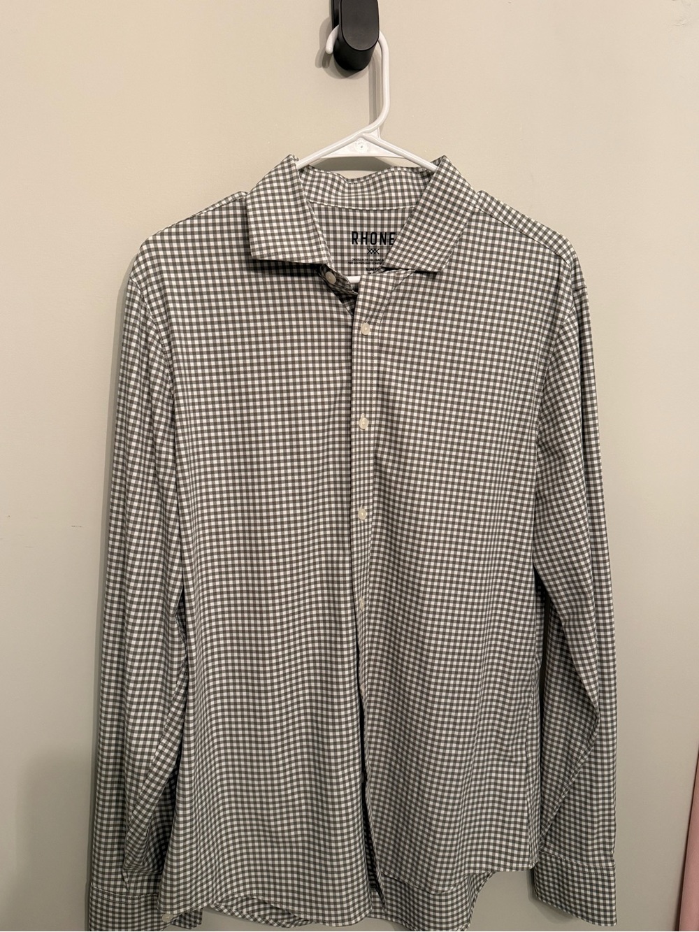 Rhone Men's Green Gingham Button-Up Shirt Size Medium